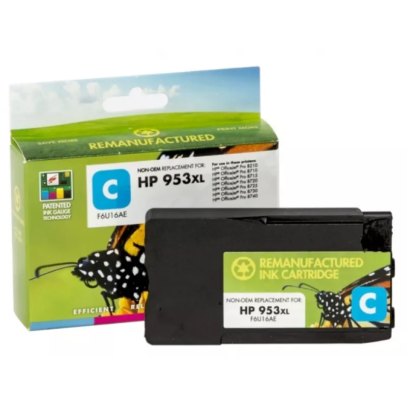 Saderīga Static Control HP 953XL (F6U16AE) tintes kasetne, ciāna (jauna mikroshēma)