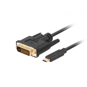 Video kabeļa adapteris LANBERG CA-CMDV-10CU-0030-BK, USB Type-C uz DVI-D, 3 m, melns