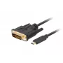Video kabeļa adapteris LANBERG CA-CMDV-10CU-0030-BK, USB Type-C uz DVI-D, 3 m, melns