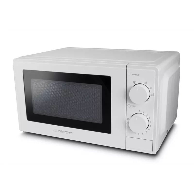 Solo mikroviļņu krāsns ESPERANZA ESTOFADO — 700 W, 20 l, 5 jaudas līmeņi, 24,5 cm grozāmais paliktnis, balta