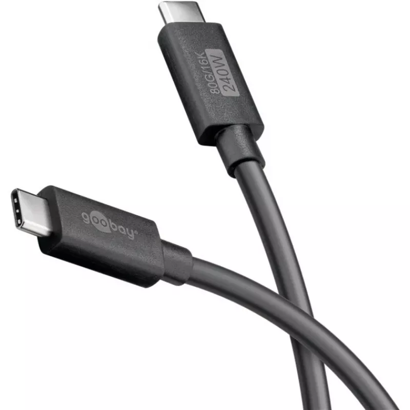 USB-C kabelis WENTRONIC USB4 Gen4 1,2 m — atbalsta 16k@60Hz un 4K@120Hz
