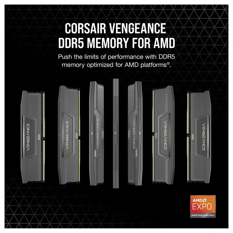 VENGEANCE DDR5 6000MT/s 16GB - Pelēks DIMM / 1x16GB / DDR5 / 1.35V / Intel XMP un AMD EXPO