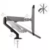 Maclean MC-860N Monitora stiprinājums ar gāzes atsperi, 13-27 inch, 8 kg, melns
