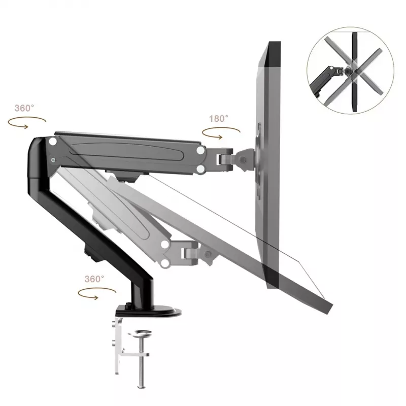 Maclean MC-860N Monitora stiprinājums ar gāzes atsperi, 13-27 inch, 8 kg, melns