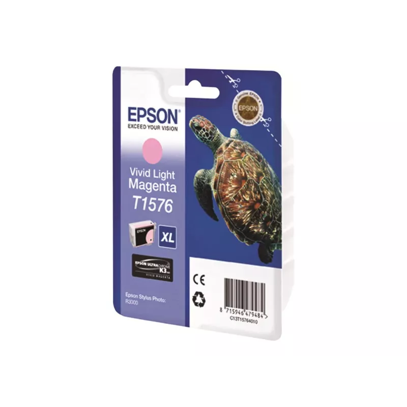 Epson Turtle T1576 Spilgti gaiši fuksīna, Augsta (XL) ietilpība, Spilgti gaiši fuksīna, Pigmenta bāzes tinte, 25.9 ml, 1 gab., 2300 lappuses