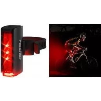 Aizmugurējais LED velosipēda lukturis FISCHER PLUS TWIN STOP Alumīnijs ar zemes apgaismojumu