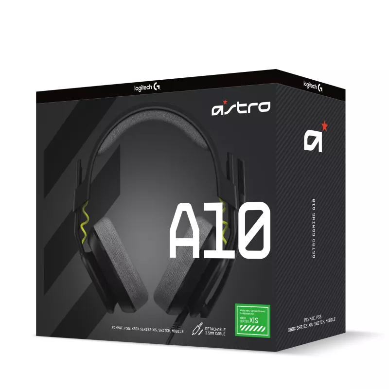 Logitech ASTRO Gaming A10 Gen 2 - austiņas - uzliktās - vadu - 3,5 mm spraudnis - melnas (939-002047)