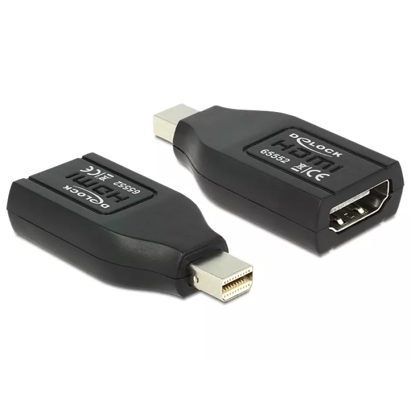 DeLOCK - Video- / Audio-Adapter - HDMI - HDMI, 19-pin (W) - Mini DisplayPort (M) - (DisplayPort 1,1) - Melns (65552)
