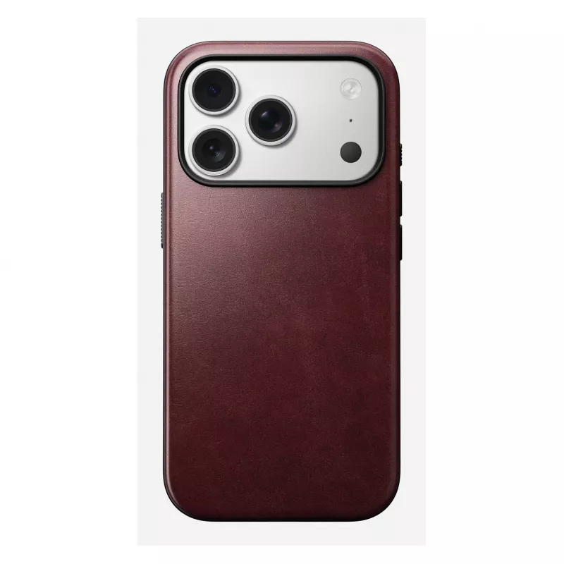 Mobilā telefona vāciņš Nomad Modern Leather vāciņš iPhone 17 Pro, āda + TPU + PC, piemērots 16 cm (6,3 collu) ekrānam, bordo