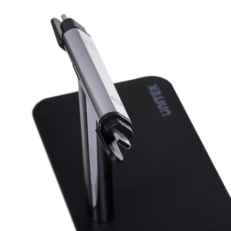 Brīvi stāvoša uzlādes stacija UNITEK P1212A 15W bezvadu ABS melna sudrabaina