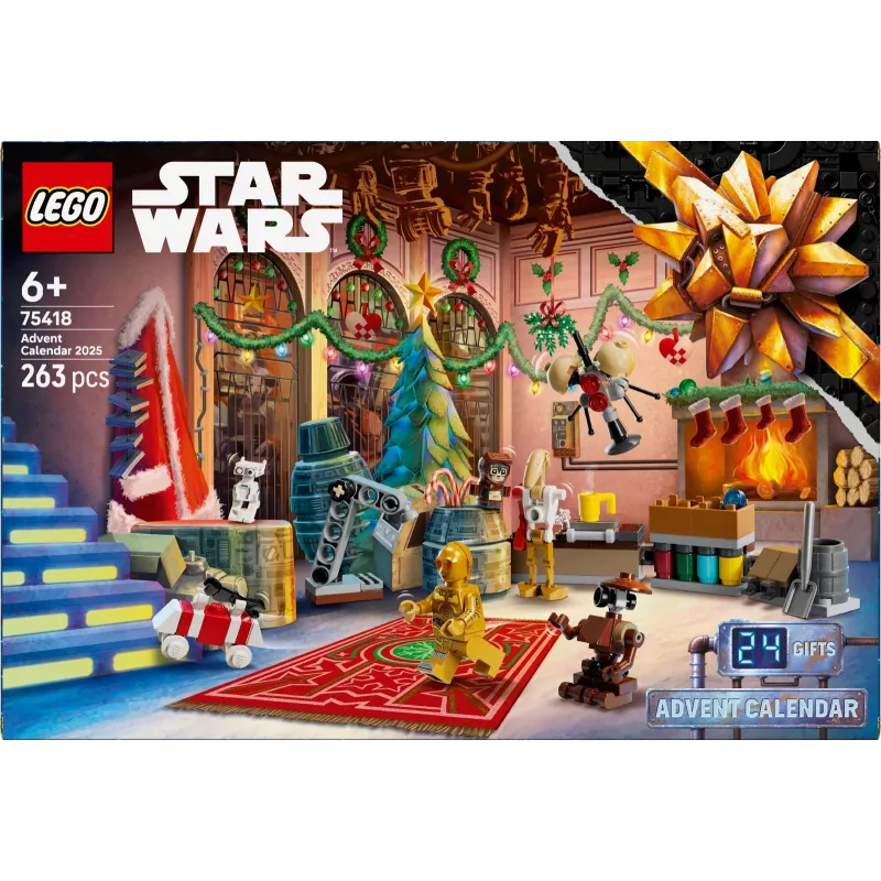 Konstruktoru rotaļlieta LEGO Star Wars Advent Calendar 2025 — komplekts 75418, sezonālas būvējamas minifigūras un modeļi