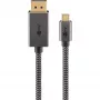 USB Adapter kabelis, USB-C Plug > DisplayPort Plug, 4K 60Hz (Melns/Sudraba, 2 Meter, Braided kabelis)