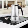 Moka katls Maestro MR-1660 0.2 L nerūsējošā tērauda plīts kafijas automāts, 4 tases, melns rokturis