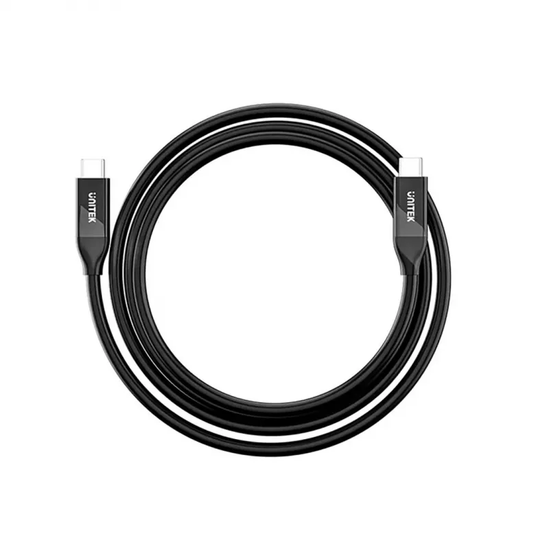 USB-C kabelis Unitek C14100ABK01-2M — 2 m, 100 W jaudas piegāde, 40 Gbps dati