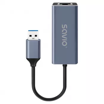 Tīkla saskarnes adapteris SAVIO AK-83 USB Type-A uz RJ-45 vīr., 5 Gbit/s, melns