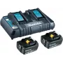 Makita - akumulatora lādētājs + 2x akumulators - litija jonu - 5 Ah - 2x akumulatora uzlāde (199482-2)