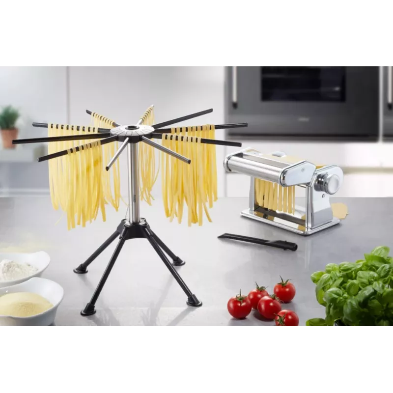 Pasta žāvētājs GEFU Diverso G-28371 — nerūsējošais tērauds, 4 līmeņi, salokāms, 420×302 mm