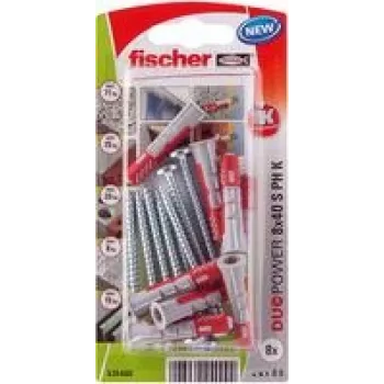 Fischer DuoPower 8 x 40 S PH K NV sienas dībelis 40 mm 535480 1 komplekts (535480)