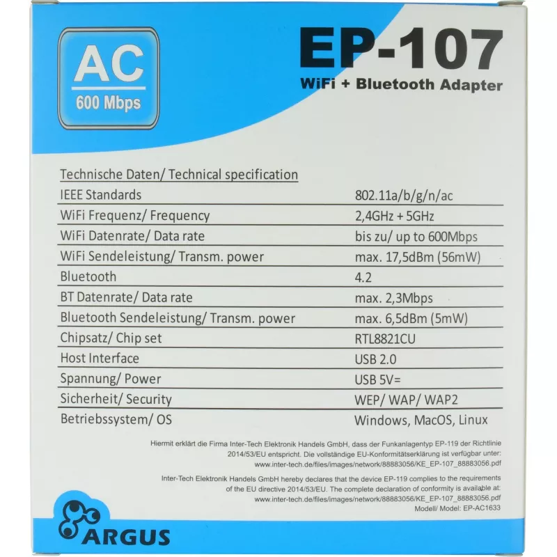Tīkla karte Inter-Tech 88883056 WLAN Bluetooth 600 Mbit/s