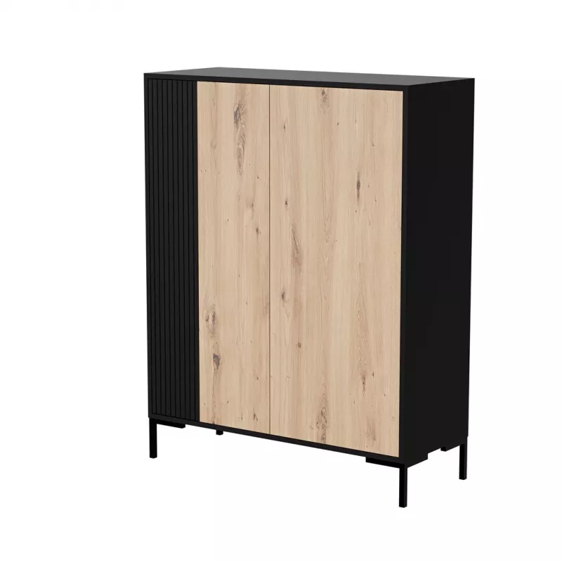 Cama MERCI kumode 100 x 40 x 129 cm melns/artisan ozols