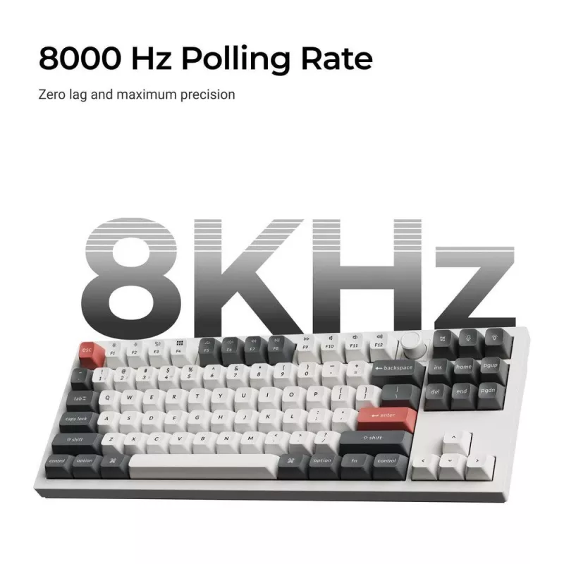 Mehāniskā 80% QWERTY tastatūra Keychron Q3 Ultra 8K — Bluetooth un vadu, RGB fona apgaismojums, melna