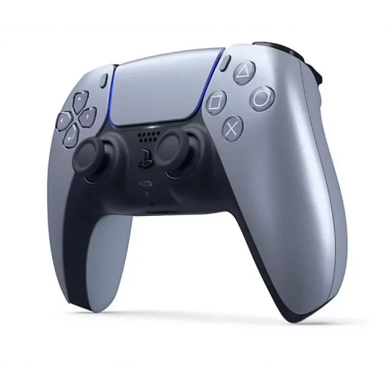 Bezvadu spēļu kontrolieris Sony DualSense priekš PlayStation 5 — iebūvēts litija jonu akumulators, žiroskops, haptiskā vibrācija, skaļrunis, 3,5 mm ligzda, sudraba krāsa