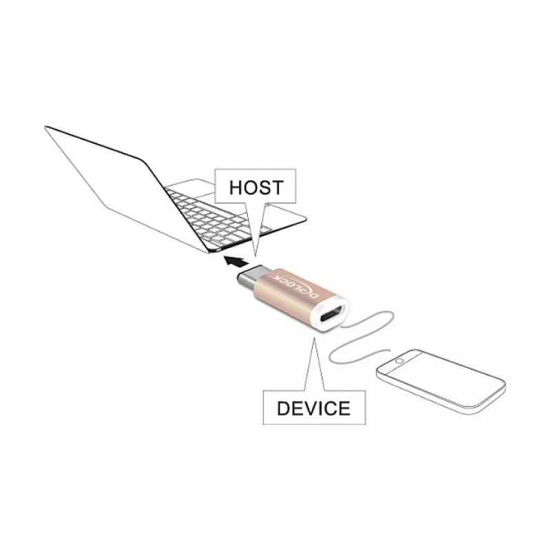 Kabeļu savienotāja pārveidotājs DeLOCK 65677 USB 2.0-C uz Micro-B