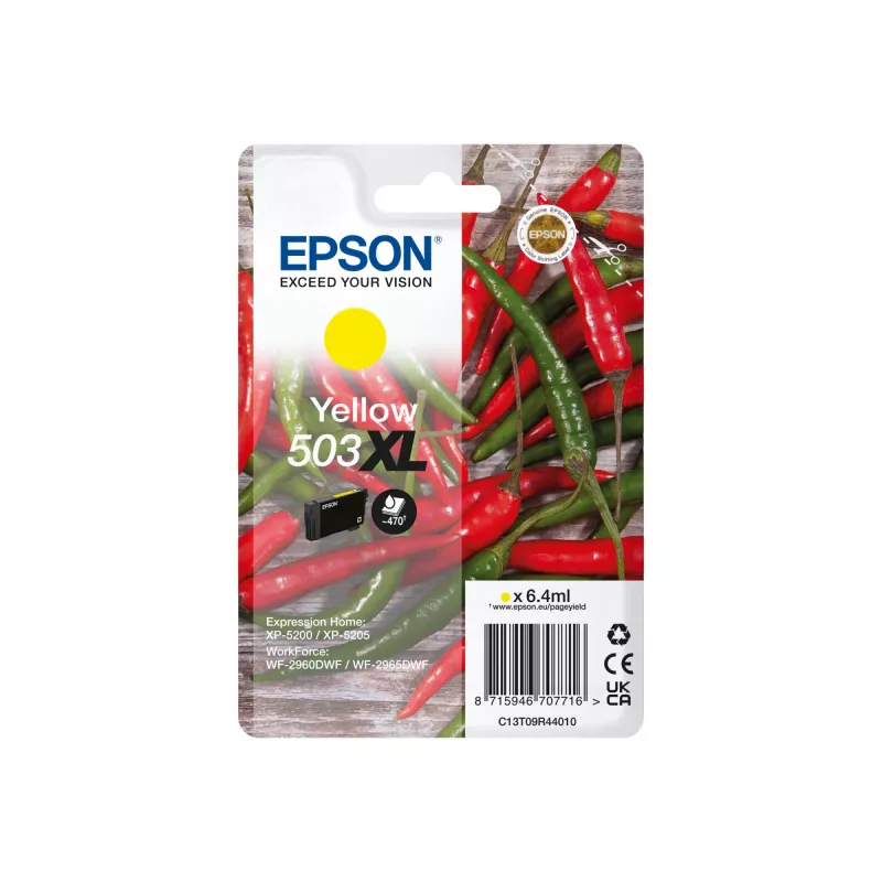 Tintes kasetne Epson 503XL dzeltena, oriģināla augstas (XL) ietilpības, 6,4 ml, viens iepakojumā