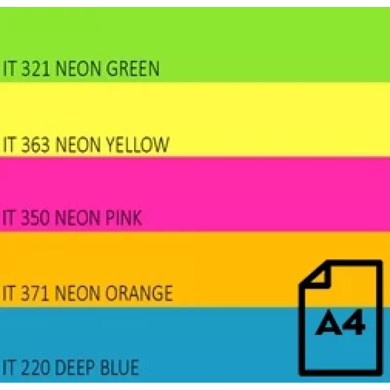 Color Neon papīrs Double A, 75g, A4, 100 loksnes, Rainbow 4, 5 neona krāsas
