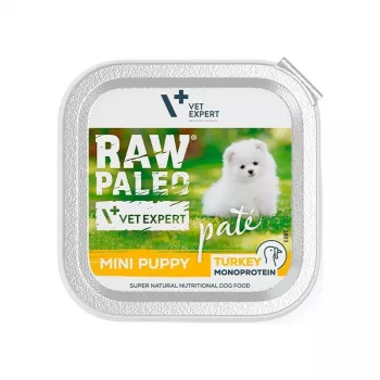 Slapjā suņu barība VETEXPERT RAW PALEO Pate Mini Turkey 150 g — kucēnu formula mazām šķirnēm, bez graudiem un sojas