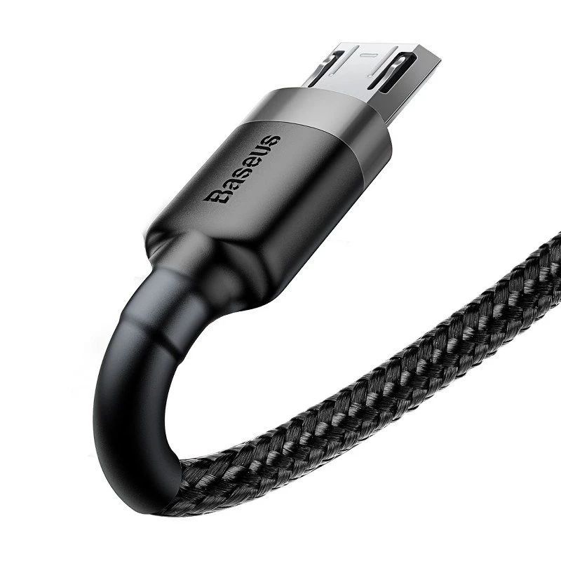 Baseus Cafule 2.4A 1m Micro USB kabelis (pelēks/melns)