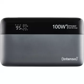 Ārējais akumulators INTENSO 7350050 — 20000 mAh, 1× USB-A + 2× USB-C, 100 W kopējā jauda, melns/pelēks