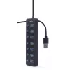 USB centrmezgls Gembird UHB-U3P7P-01, 7 portu USB 3.2 Gen 1 (Type-A), 0,24 m kabelis, melns