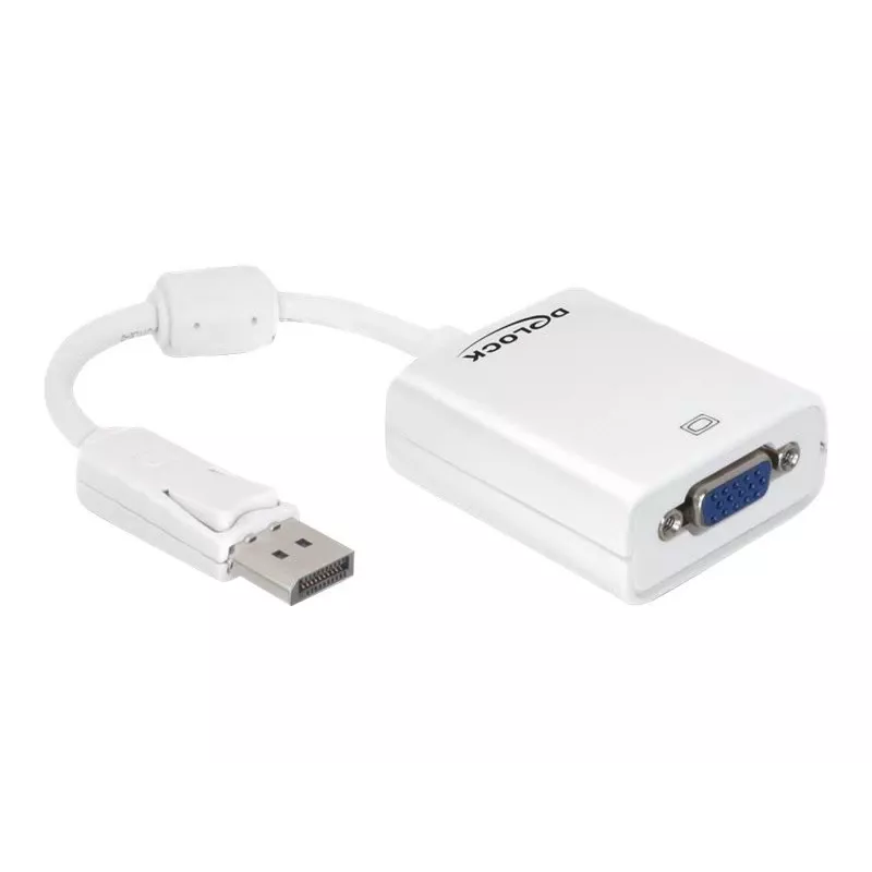 Video kabeļa adapteris DeLOCK 61766 0,125 m VGA DisplayPort balts