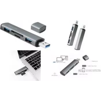 LogiLink UA0394 USB 3.2 Gen 2 centrmezgls ar alumīnija korpusu, ar iebūvētu SD karšu lasītāju, ar statusa indikāciju