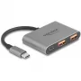 USB centrmezgls DELOCK 64337 — USB 3.2 Gen 2 Type-C saimniekdators, 3 porti (Type-C + 2× Type-A), 10 Gbit/s, pelēks, metāla korpuss