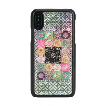 Viedtālruņa vāciņš iKins iPhone XS / XS S — Flower Garden dizains, melns
