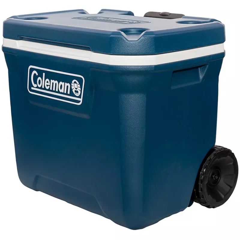 Coleman 50QT Xtreme Wheeled Cooler, zils, plastmasa, poliuretāns (PU), melns, 47 l, 113 kg