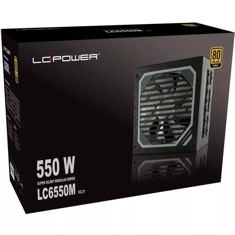 LC Power Super Silent Modular Series LC6550M V2,31 - Barošanas bloks (iekšējais) - ATX12V 2,3 - EPS12V - 80 PLUS Gold - Maiņstrāva 110-240 V - 550 vati - aktīva PFC - Vesera melns (L