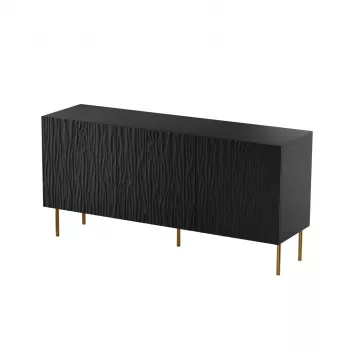Kumode cama meble JUNGLE 1520×405×745 mm matēti melna ar zelta kājām, skaidu plāksne