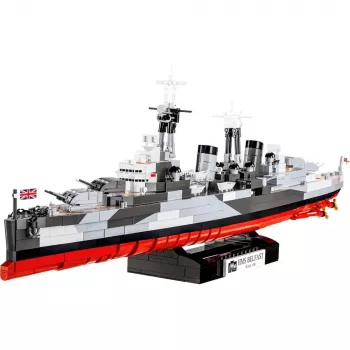 Konstruktors Cobi HMS Belfast 1:300 mēroga modelis COBI-4844, izstādes būvējums vēsturiskajam Karaliskās flotes vieglajam kreiserim