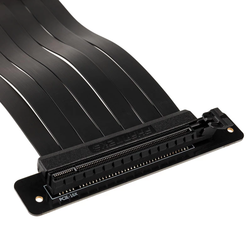 PHANTEKS PCIe x16 pagarinātāja lentes kabelis, 90 grādi, 22 cm - melns