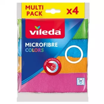 Mikrošķiedras tīrīšanas lupatiņa VILEDA 4 gab., oranža, 380×360 mm, 80% poliesters / 20% poliamīds, mazgājama veļas mašīnā