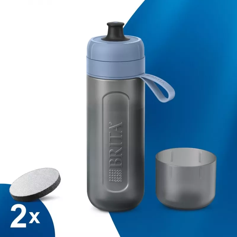 BRITA Active ūdens filtrēšanas pudele 600 ml pasteļzilā krāsā ar filtriem