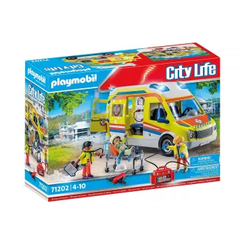 Playmobil 71202 City Life ātrā palīdzība ar gaismām un skaņu rotaļu komplekts, piemērots vecumam 4+ atsevišķi