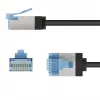 Goobay Ultra-Flexible CAT 6A komutācijas kabelis plāns U/FTP Melns - extra-short plug (74316)