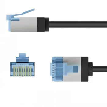 Goobay Ultra-Flexible CAT 6A komutācijas kabelis plāns U/FTP Melns - extra-short plug (74316)