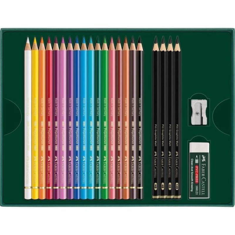 Eļļas bāzes zīmuļu komplekts Faber-Castell Polychromos & Pitt Graphite Matt 21 gab. Daudzkrāsains