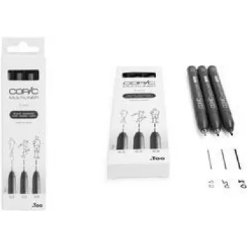 COPIC Multiliner smalkās pildspalvas, melnas, 0,3 + 0,5 + 0,8 mm, 3 gab. (22075630)