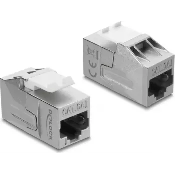 Keystone modulis DELOCK 91122 — plakana RJ-45 ieliktne, sudraba/balta, 16×32,8×20 mm